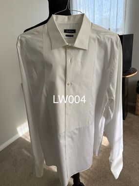 Saks Fifth Avenue Men's White Dress Shirt - Tuxedo Front